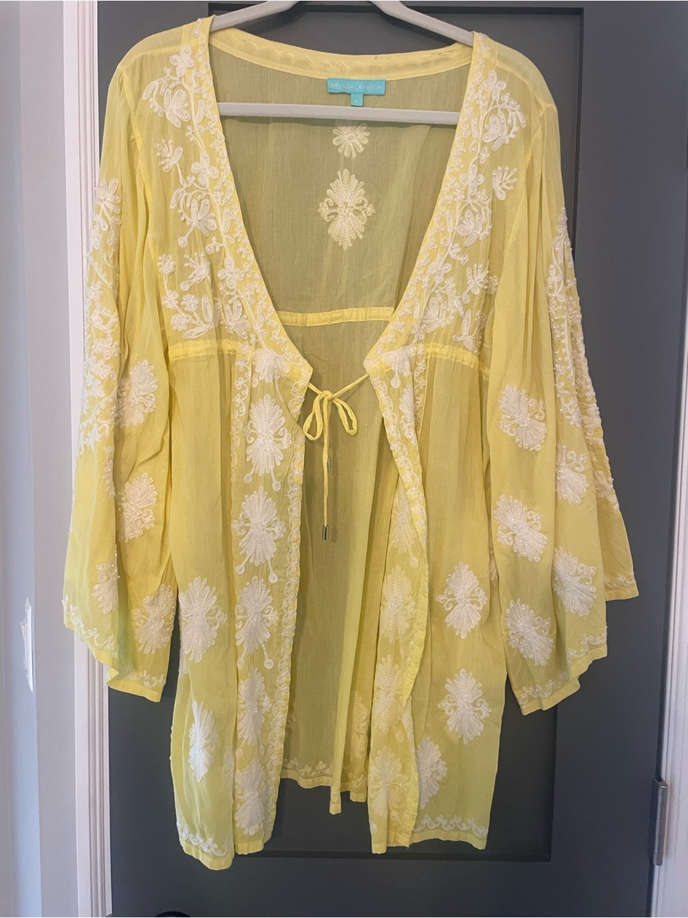 Melissa Odabash Pale Yellow Sheer Embroidered Cover-Up